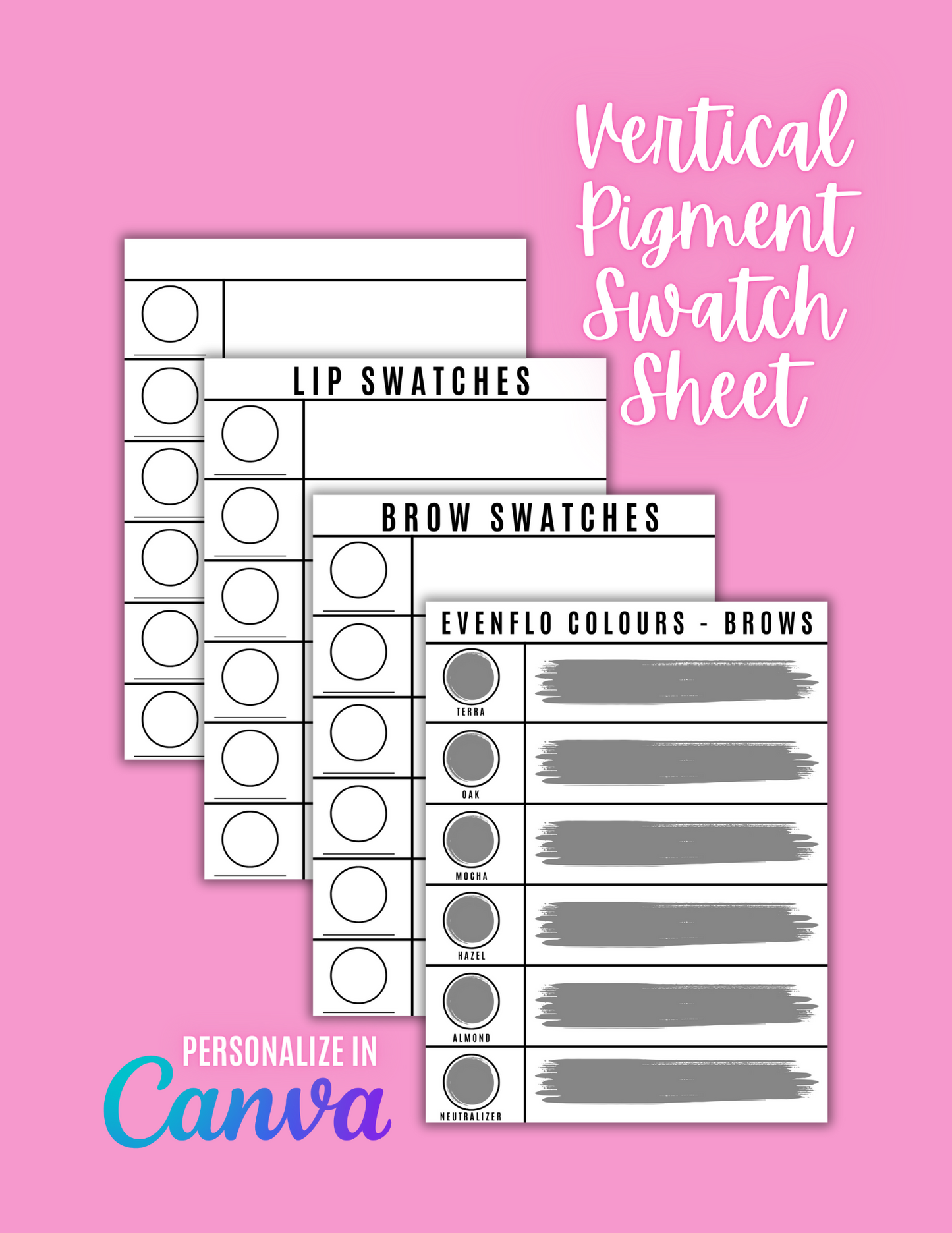 Vertical Pigment Swatch Sheets